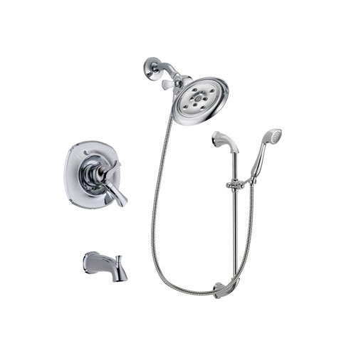 Delta Addison Chrome Finish Dual Control Tub and Shower Faucet System Package with Large Rain Showerhead and Handheld Shower with Slide Bar Includes Rough-in Valve and Tub Spout DSP0929V
