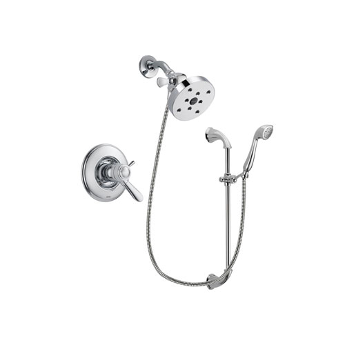Delta Lahara Chrome Finish Thermostatic Shower Faucet System Package with 5-1/2 inch Shower Head and Handheld Shower with Slide Bar Includes Rough-in Valve DSP0936V