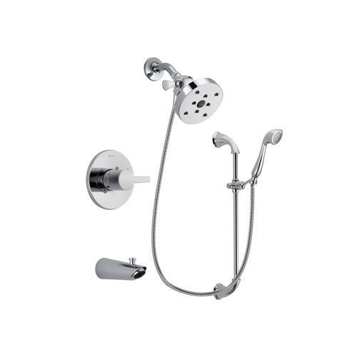 Delta Compel Chrome Finish Tub and Shower Faucet System Package with 5-1/2 inch Shower Head and Handheld Shower with Slide Bar Includes Rough-in Valve and Tub Spout DSP0949V