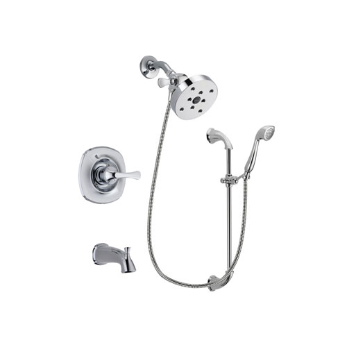 Delta Addison Chrome Finish Tub and Shower Faucet System Package with 5-1/2 inch Shower Head and Handheld Shower with Slide Bar Includes Rough-in Valve and Tub Spout DSP0951V