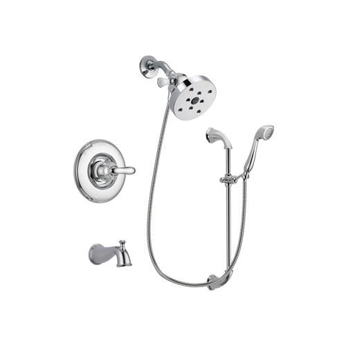 Delta Linden Chrome Finish Tub and Shower Faucet System Package with 5-1/2 inch Shower Head and Handheld Shower with Slide Bar Includes Rough-in Valve and Tub Spout DSP0953V