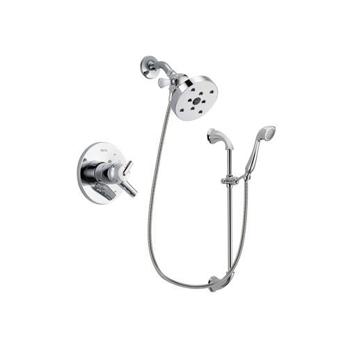 Delta Trinsic Chrome Finish Dual Control Shower Faucet System Package with 5-1/2 inch Shower Head and Handheld Shower with Slide Bar Includes Rough-in Valve DSP0958V