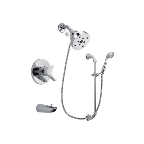 Delta Compel Chrome Finish Dual Control Tub and Shower Faucet System Package with 5-1/2 inch Shower Head and Handheld Shower with Slide Bar Includes Rough-in Valve and Tub Spout DSP0959V