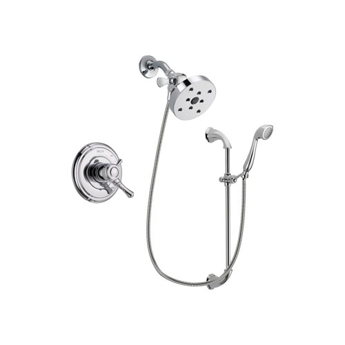 Delta Cassidy Chrome Finish Dual Control Shower Faucet System Package with 5-1/2 inch Shower Head and Handheld Shower with Slide Bar Includes Rough-in Valve DSP0968V