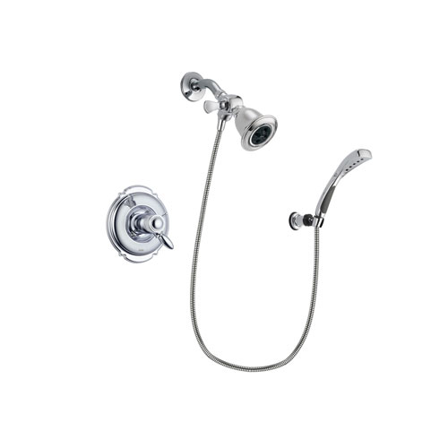Delta Victorian Chrome Finish Thermostatic Shower Faucet System Package with Water Efficient Showerhead and Wall-Mount Bracket with Handheld Shower Spray Includes Rough-in Valve DSP1006V