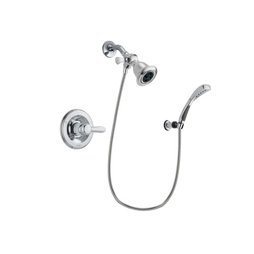 Delta Lahara Chrome Finish Shower Faucet System Package with Water Efficient Showerhead and Wall-Mount Bracket with Handheld Shower Spray Includes Rough-in Valve DSP1014V