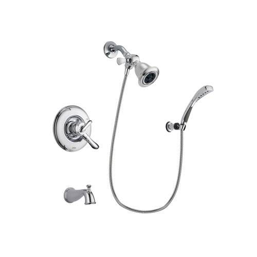 Delta Linden Chrome Finish Dual Control Tub and Shower Faucet System Package with Water Efficient Showerhead and Wall-Mount Bracket with Handheld Shower Spray Includes Rough-in Valve and Tub Spout DSP1033V