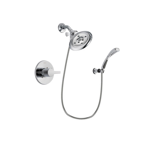 Delta Compel Chrome Finish Shower Faucet System Package with Large Rain Showerhead and Wall-Mount Bracket with Handheld Shower Spray Includes Rough-in Valve DSP1052V