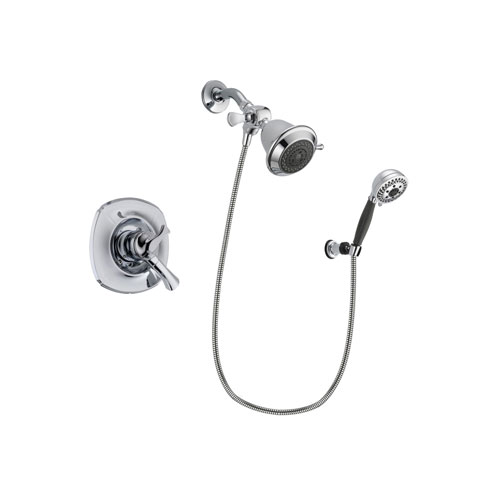 Delta Addison Chrome Finish Dual Control Shower Faucet System Package with Shower Head and 5-Spray Modern Handheld Shower with Wall Bracket and Hose Includes Rough-in Valve DSP1134V