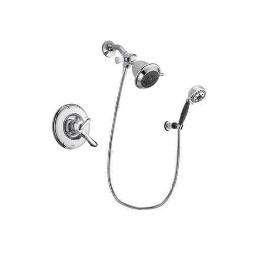 Delta Linden Chrome Finish Dual Control Shower Faucet System Package with Shower Head and 5-Spray Modern Handheld Shower with Wall Bracket and Hose Includes Rough-in Valve DSP1136V