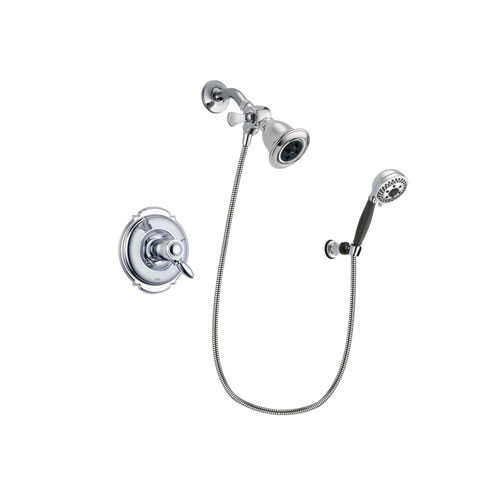 Delta Victorian Chrome Finish Thermostatic Shower Faucet System Package with Water Efficient Showerhead and 5-Spray Modern Handheld Shower with Wall Bracket and Hose Includes Rough-in Valve DSP1142V