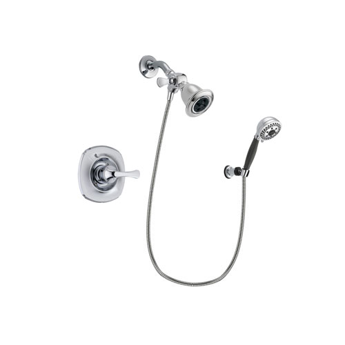 Delta Addison Chrome Finish Shower Faucet System Package with Water Efficient Showerhead and 5-Spray Modern Handheld Shower with Wall Bracket and Hose Includes Rough-in Valve DSP1156V