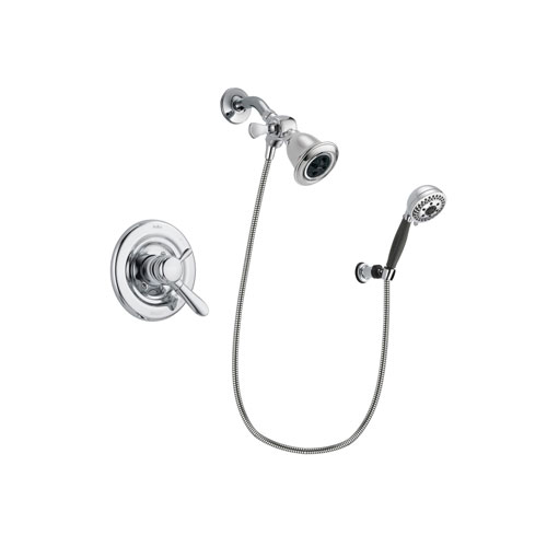 Delta Lahara Chrome Finish Dual Control Shower Faucet System Package with Water Efficient Showerhead and 5-Spray Modern Handheld Shower with Wall Bracket and Hose Includes Rough-in Valve DSP1160V