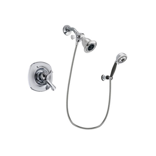 Delta Addison Chrome Finish Dual Control Shower Faucet System Package with Water Efficient Showerhead and 5-Spray Modern Handheld Shower with Wall Bracket and Hose Includes Rough-in Valve DSP1168V