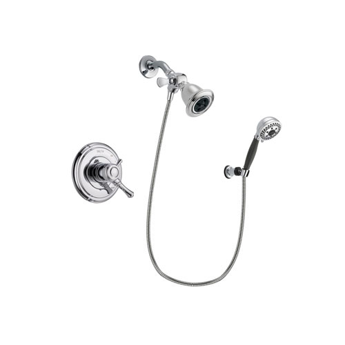 Delta Cassidy Chrome Finish Dual Control Shower Faucet System Package with Water Efficient Showerhead and 5-Spray Modern Handheld Shower with Wall Bracket and Hose Includes Rough-in Valve DSP1172V