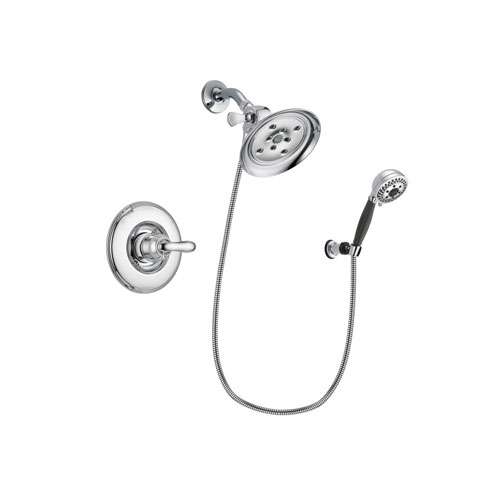 Delta Linden Chrome Finish Shower Faucet System Package with Large Rain Showerhead and 5-Spray Modern Handheld Shower with Wall Bracket and Hose Includes Rough-in Valve DSP1192V