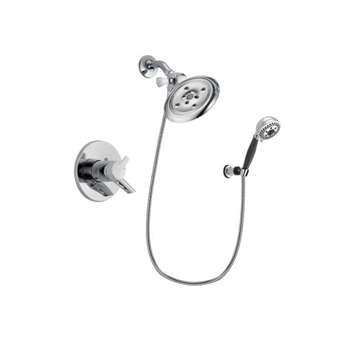 Delta Compel Chrome Finish Dual Control Shower Faucet System Package with Large Rain Showerhead and 5-Spray Modern Handheld Shower with Wall Bracket and Hose Includes Rough-in Valve DSP1198V