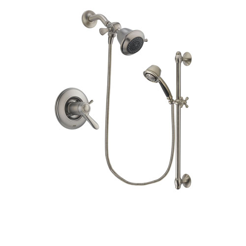 Delta Lahara Stainless Steel Finish Thermostatic Shower Faucet System Package with Shower Head and 5-Spray Personal Handshower with Slide Bar Includes Rough-in Valve DSP1242V