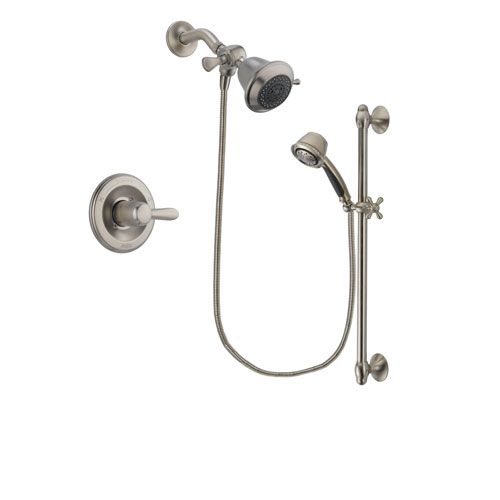 Delta Lahara Stainless Steel Finish Shower Faucet System Package with Shower Head and 5-Spray Personal Handshower with Slide Bar Includes Rough-in Valve DSP1252V