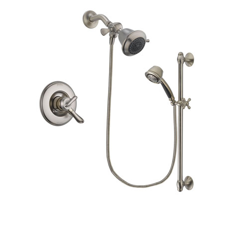 Delta Linden Stainless Steel Finish Dual Control Shower Faucet System Package with Shower Head and 5-Spray Personal Handshower with Slide Bar Includes Rough-in Valve DSP1272V