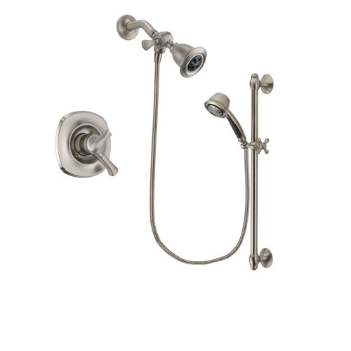 Delta Addison Stainless Steel Finish Dual Control Shower Faucet System Package with Water Efficient Showerhead and 5-Spray Personal Handshower with Slide Bar Includes Rough-in Valve DSP1304V