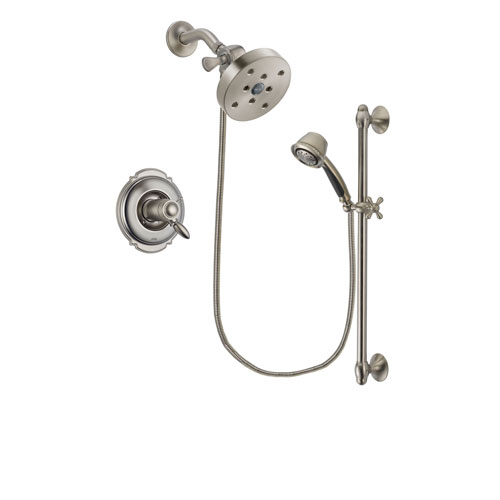 Delta Victorian Stainless Steel Finish Thermostatic Shower Faucet System Package with 5-1/2 inch Shower Head and 5-Spray Personal Handshower with Slide Bar Includes Rough-in Valve DSP1346V