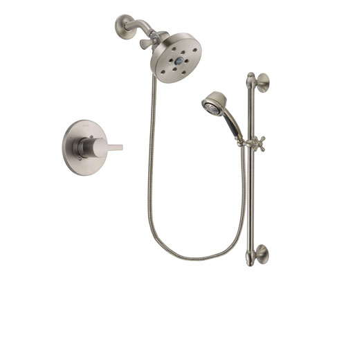 Delta Compel Stainless Steel Finish Shower Faucet System Package with 5-1/2 inch Shower Head and 5-Spray Personal Handshower with Slide Bar Includes Rough-in Valve DSP1358V