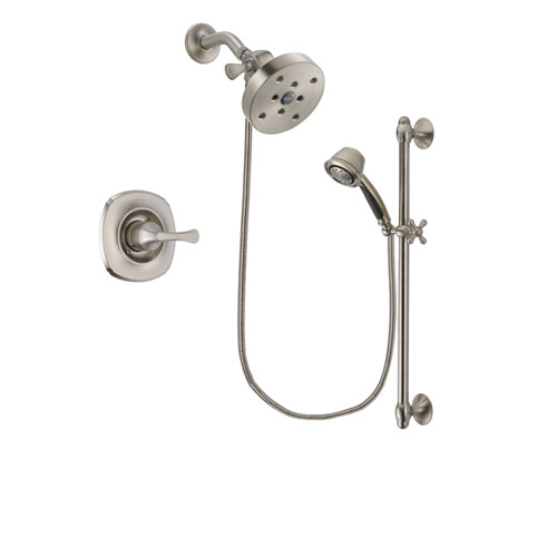Delta Addison Stainless Steel Finish Shower Faucet System Package with 5-1/2 inch Shower Head and 5-Spray Personal Handshower with Slide Bar Includes Rough-in Valve DSP1360V