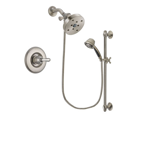 Delta Linden Stainless Steel Finish Shower Faucet System Package with 5-1/2 inch Shower Head and 5-Spray Personal Handshower with Slide Bar Includes Rough-in Valve DSP1362V