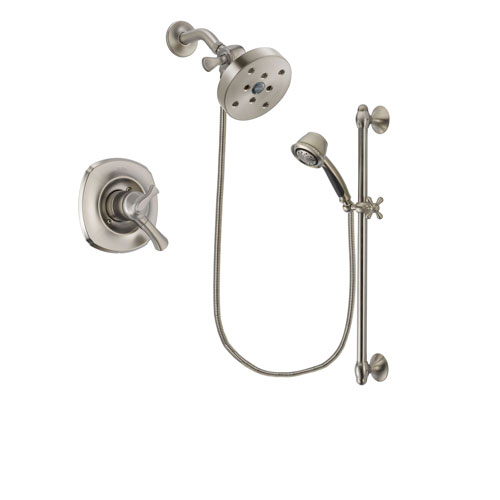 Delta Addison Stainless Steel Finish Dual Control Shower Faucet System Package with 5-1/2 inch Shower Head and 5-Spray Personal Handshower with Slide Bar Includes Rough-in Valve DSP1372V