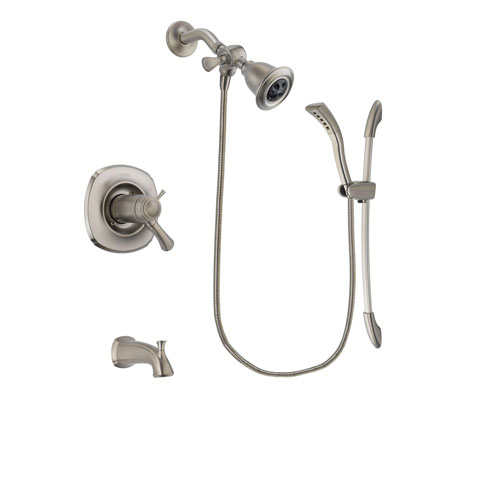 Delta Addison Stainless Steel Finish Thermostatic Tub and Shower Faucet System Package with Water Efficient Showerhead and Handshower with Slide Bar Includes Rough-in Valve and Tub Spout DSP1417V