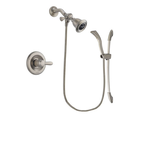 Delta Lahara Stainless Steel Finish Shower Faucet System Package with Water Efficient Showerhead and Handshower with Slide Bar Includes Rough-in Valve DSP1422V