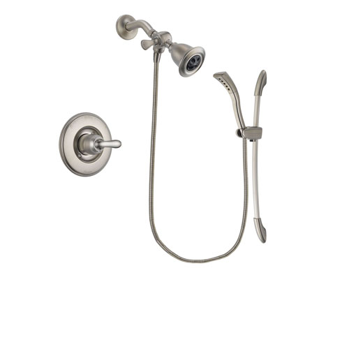 Delta Linden Stainless Steel Finish Shower Faucet System Package with Water Efficient Showerhead and Handshower with Slide Bar Includes Rough-in Valve DSP1430V