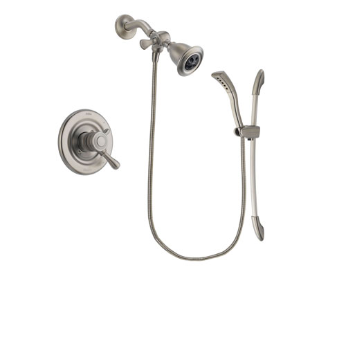 Delta Leland Stainless Steel Finish Dual Control Shower Faucet System Package with Water Efficient Showerhead and Handshower with Slide Bar Includes Rough-in Valve DSP1438V