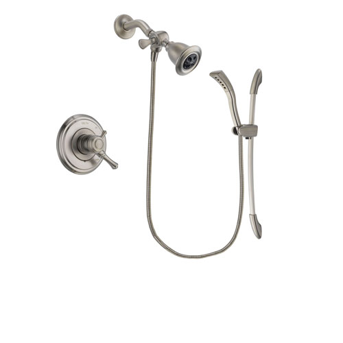 Delta Cassidy Stainless Steel Finish Dual Control Shower Faucet System Package with Water Efficient Showerhead and Handshower with Slide Bar Includes Rough-in Valve DSP1444V