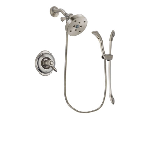 Delta Victorian Stainless Steel Finish Thermostatic Shower Faucet System Package with 5-1/2 inch Shower Head and Handshower with Slide Bar Includes Rough-in Valve DSP1482V