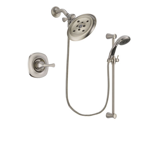 Delta Addison Stainless Steel Finish Shower Faucet System Package with Large Rain Showerhead and Handheld Shower Spray with Slide Bar Includes Rough-in Valve DSP1598V