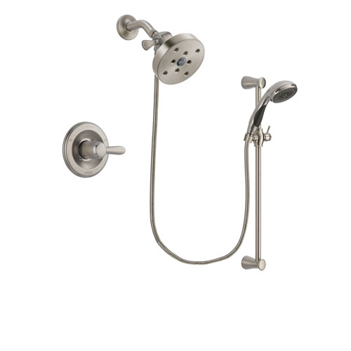 Delta Lahara Stainless Steel Finish Shower Faucet System Package with 5-1/2 inch Shower Head and Handheld Shower Spray with Slide Bar Includes Rough-in Valve DSP1626V
