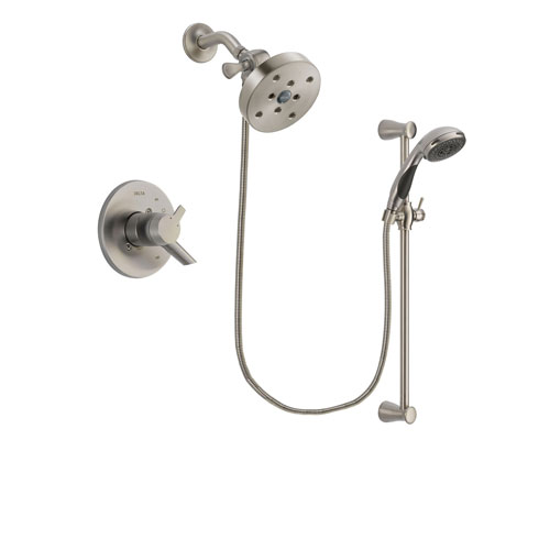 Delta Compel Stainless Steel Finish Dual Control Shower Faucet System Package with 5-1/2 inch Shower Head and Handheld Shower Spray with Slide Bar Includes Rough-in Valve DSP1640V