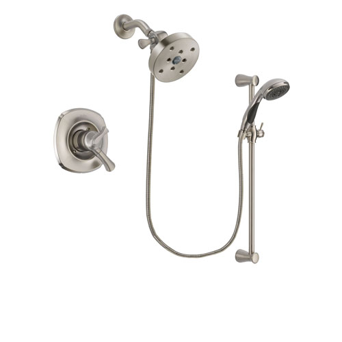 Delta Addison Stainless Steel Finish Dual Control Shower Faucet System Package with 5-1/2 inch Shower Head and Handheld Shower Spray with Slide Bar Includes Rough-in Valve DSP1644V