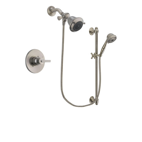 Delta Trinsic Stainless Steel Finish Shower Faucet System Package with Shower Head and 7-Spray Handheld Shower with Slide Bar Includes Rough-in Valve DSP1662V