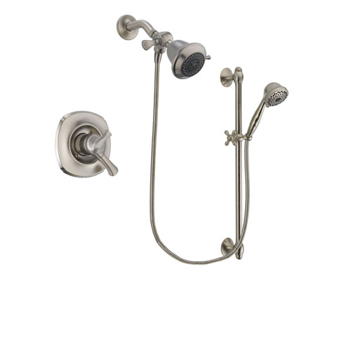 Delta Addison Stainless Steel Finish Dual Control Shower Faucet System Package with Shower Head and 7-Spray Handheld Shower with Slide Bar Includes Rough-in Valve DSP1678V