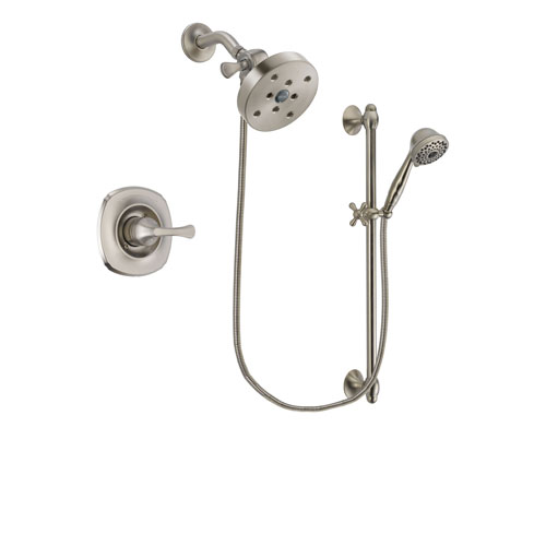 Delta Addison Stainless Steel Finish Shower Faucet System Package with 5-1/2 inch Shower Head and 7-Spray Handheld Shower with Slide Bar Includes Rough-in Valve DSP1768V