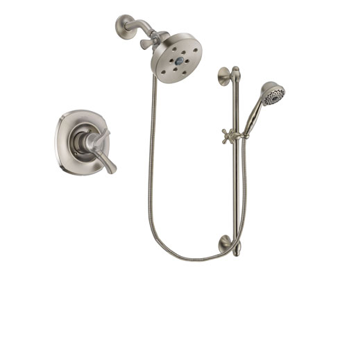 Delta Addison Stainless Steel Finish Dual Control Shower Faucet System Package with 5-1/2 inch Shower Head and 7-Spray Handheld Shower with Slide Bar Includes Rough-in Valve DSP1780V