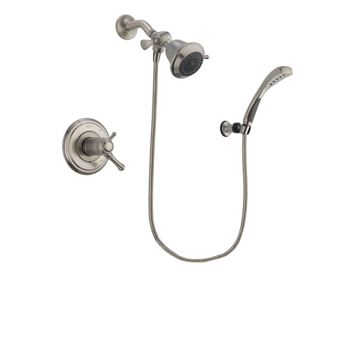 Delta Cassidy Stainless Steel Finish Thermostatic Shower Faucet System Package with Shower Head and Wall Mounted Handshower Includes Rough-in Valve DSP1794V
