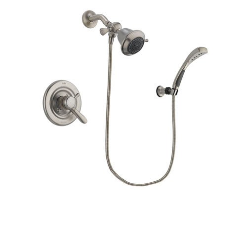 Delta Lahara Stainless Steel Finish Dual Control Shower Faucet System Package with Shower Head and Wall Mounted Handshower Includes Rough-in Valve DSP1806V