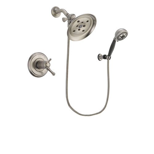 Delta Cassidy Stainless Steel Finish Thermostatic Shower Faucet System Package with Large Rain Showerhead and 5-Setting Wall Mount Personal Handheld Shower Includes Rough-in Valve DSP1998V