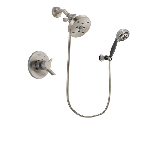 Delta Compel Stainless Steel Finish Dual Control Shower Faucet System Package with 5-1/2 inch Shower Head and 5-Setting Wall Mount Personal Handheld Shower Includes Rough-in Valve DSP2048V