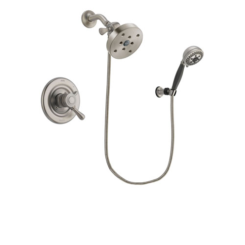 Delta Leland Stainless Steel Finish Dual Control Shower Faucet System Package with 5-1/2 inch Shower Head and 5-Setting Wall Mount Personal Handheld Shower Includes Rough-in Valve DSP2050V