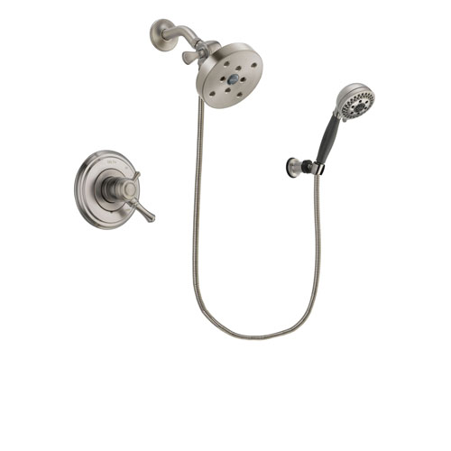 Delta Cassidy Stainless Steel Finish Dual Control Shower Faucet System Package with 5-1/2 inch Shower Head and 5-Setting Wall Mount Personal Handheld Shower Includes Rough-in Valve DSP2056V